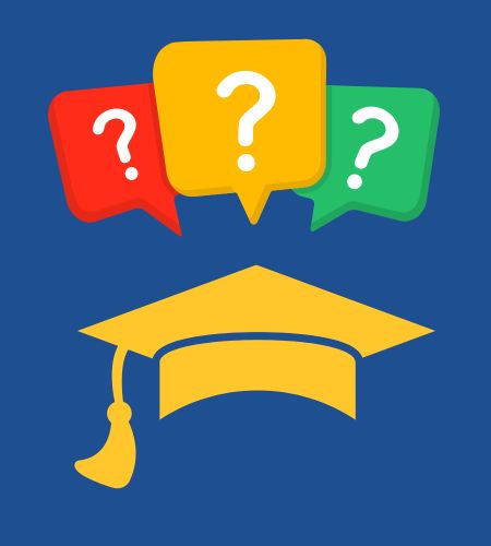 question marks over grad cap