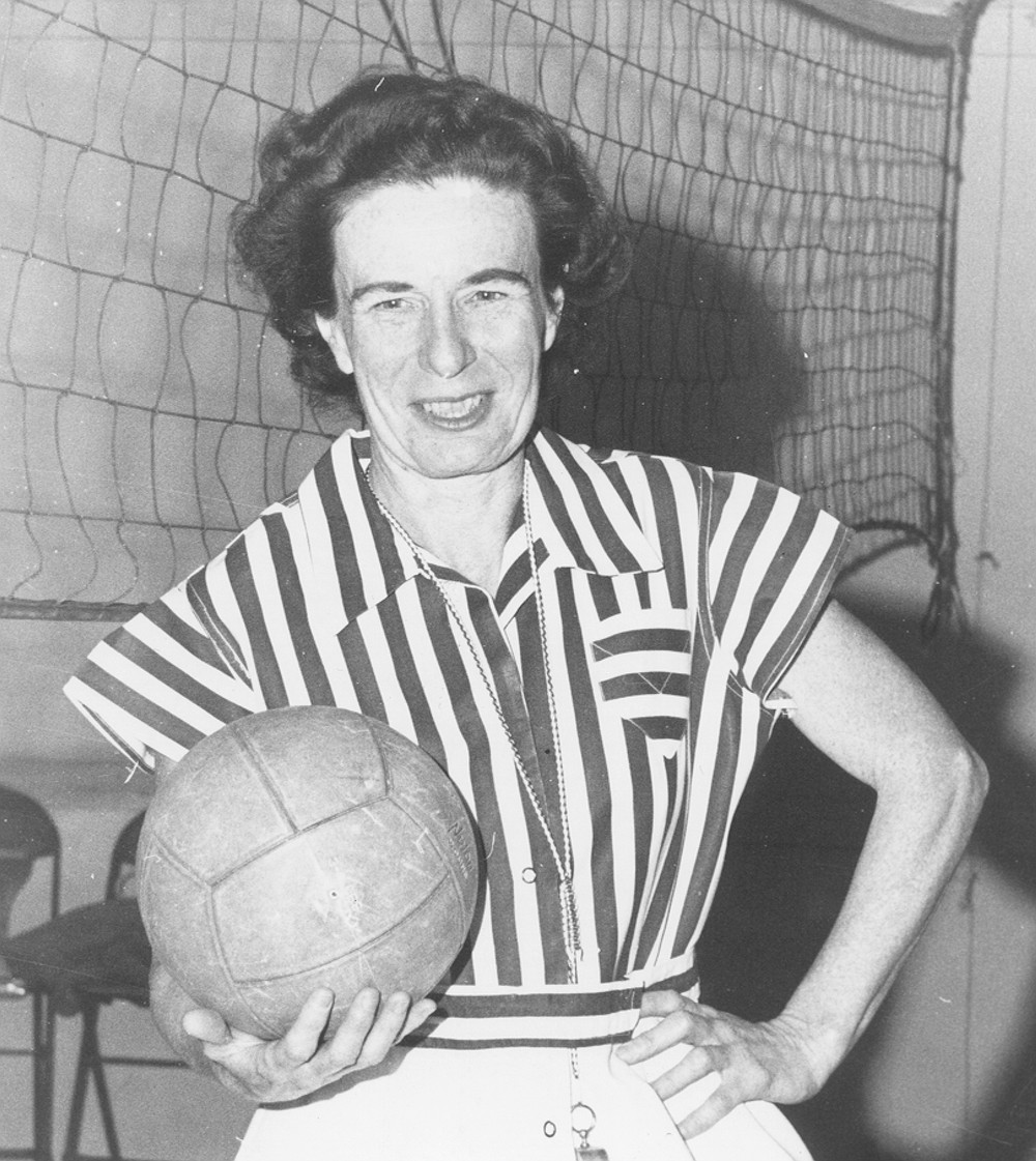 margaret ware parrish holding a volleyball